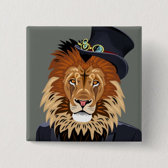 Classy Lion 15 Cm Square Badge (Front)