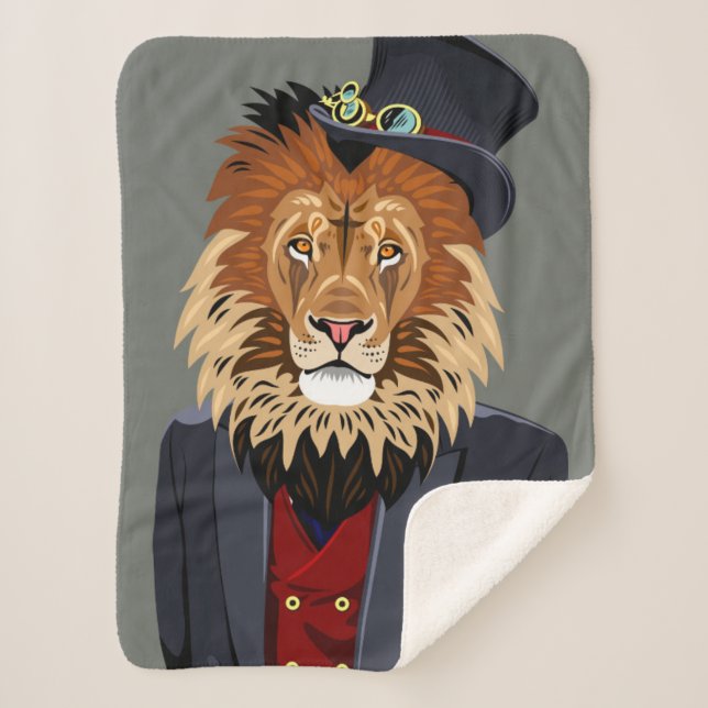 Classy Lion Sherpa Blanket (Front)