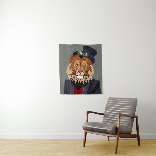 Classy Lion Tapestry (In Situ)