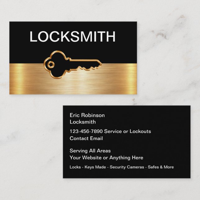 Classy Locksmith Security Business Cards (Front/Back)