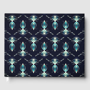 Classy Look of Blue Gems with Glowing Light Guest Book