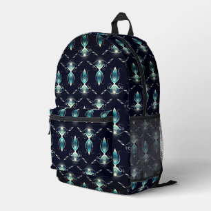 Classy Look of Blue Gems with Glowing Light Printed Backpack
