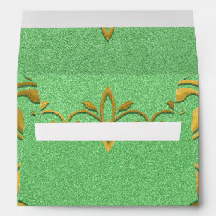 Classy Luxury Elegant Gold And Green Custom  Envelope