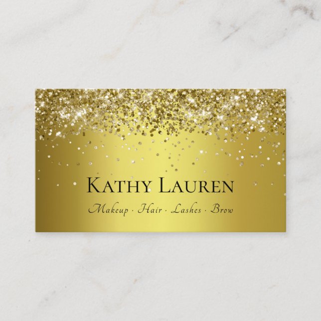 Classy Luxury Gold Glitter Customisable Business Card (Front)