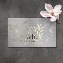 Classy Luxury Gold & Silver Leaves Monogram Salon