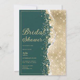 Classy luxury green gold glitter Bridal Shower Invitation