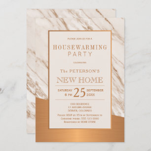Classy marble copper elegant housewarming party invitation