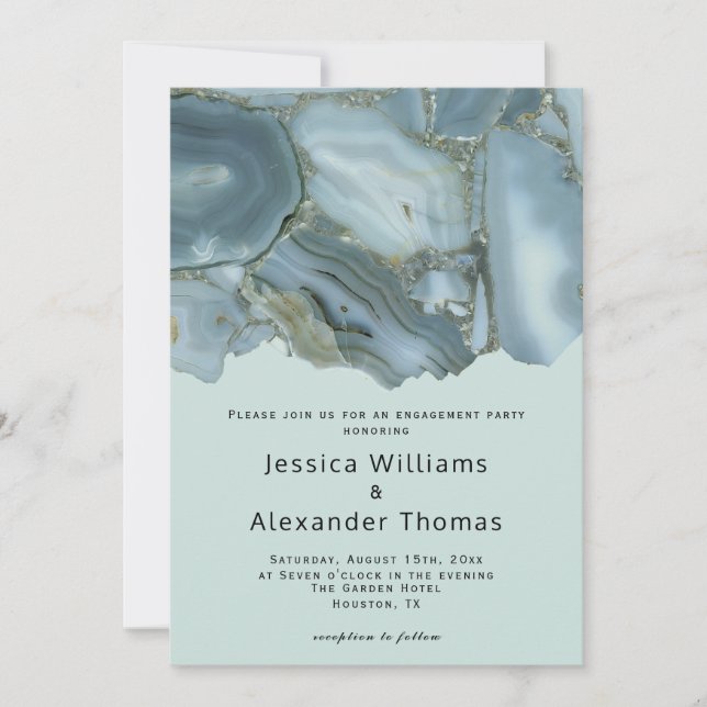 Classy Marble Engagement party Invitation (Front)
