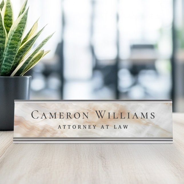 Classy marble look elegant name and title desk name plate (Classy marble look elegant name and title desk name plate)