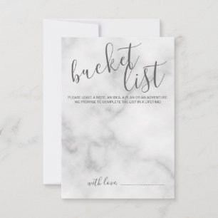 Classy Marble Modern Script Wedding Bucket List Advice Card