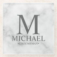 Classy Marble Monogram and Name Groomsman