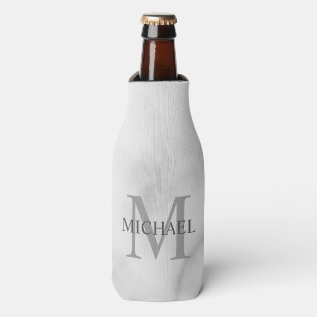Classy Marble Personalised Monogram and Name Bottle Cooler (Bottle Front)