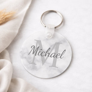 Classy Marble Personalised Monogram and Name Key Ring