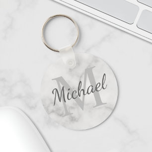 Classy Marble Personalised Monogram and Name Key Ring