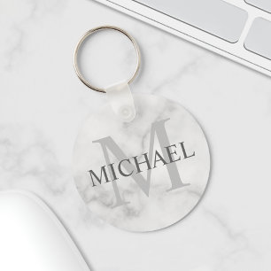 Classy Marble Personalised Monogram and Name Key Ring