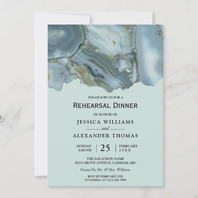 Classy Marble Rehearsal Dinner Invitation (Front)