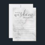 Classy Marble Wedding Advice and Wishes Card<br><div class="desc">Add a personal touch to your wedding with a modern script wedding advice and wishes card. This advice card features title 'words of wisdom' with details in gery script and sans serif font style on white marble background. Perfect for wedding, baby shower, birthday party, bridal shower, bachelorette party and any...</div>
