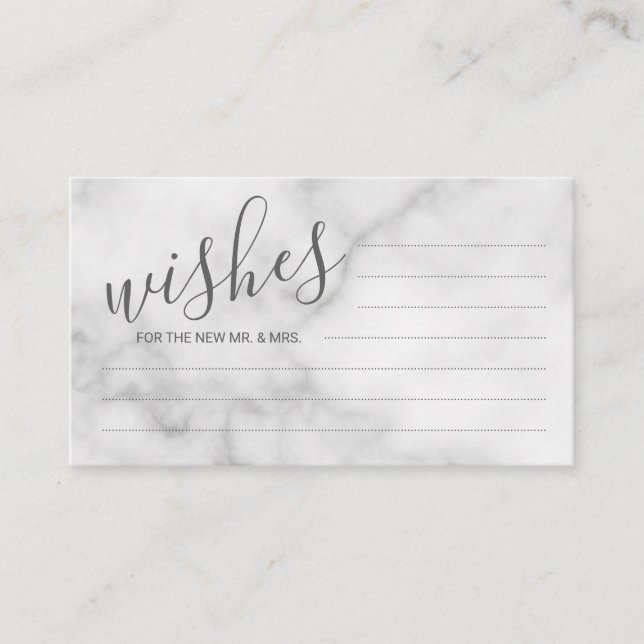 Classy Marble Wedding Advice and Wishes Card (Front)