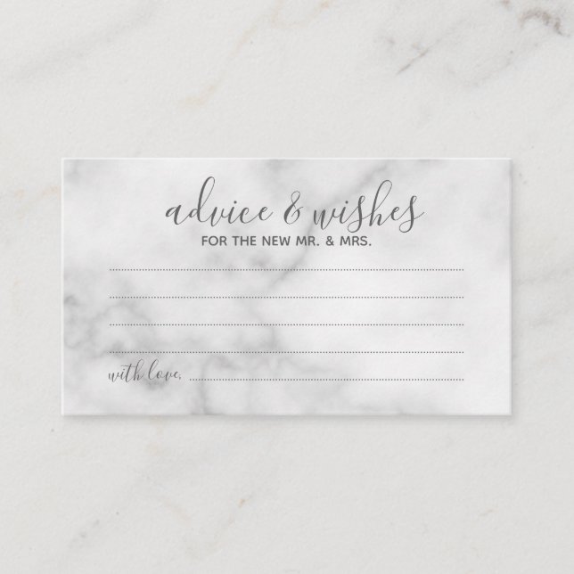 Classy Marble Wedding Advice and Wishes Card (Front)