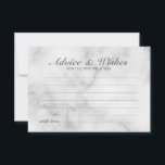 Classy Marble Wedding Advice and Wishes Card<br><div class="desc">Add a personal touch to your wedding with an classy wedding advice and wishes card. This advice card features title in grey elegant script font style and details in grey classic serif font style on white marble background. Perfect for wedding, baby shower, birthday party, bridal shower, bachelorette party and any...</div>