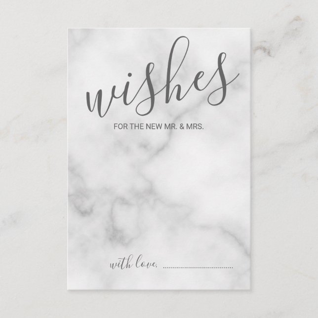 Classy Marble Wedding Advice and Wishes Card (Front)