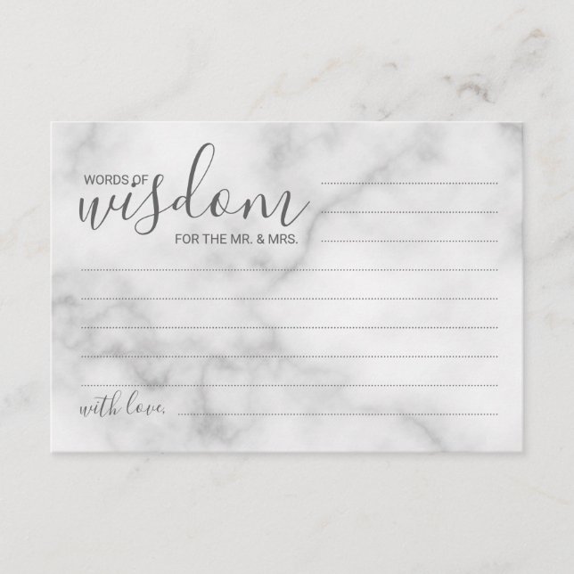 Classy Marble Wedding Advice and Wishes Card (Front)