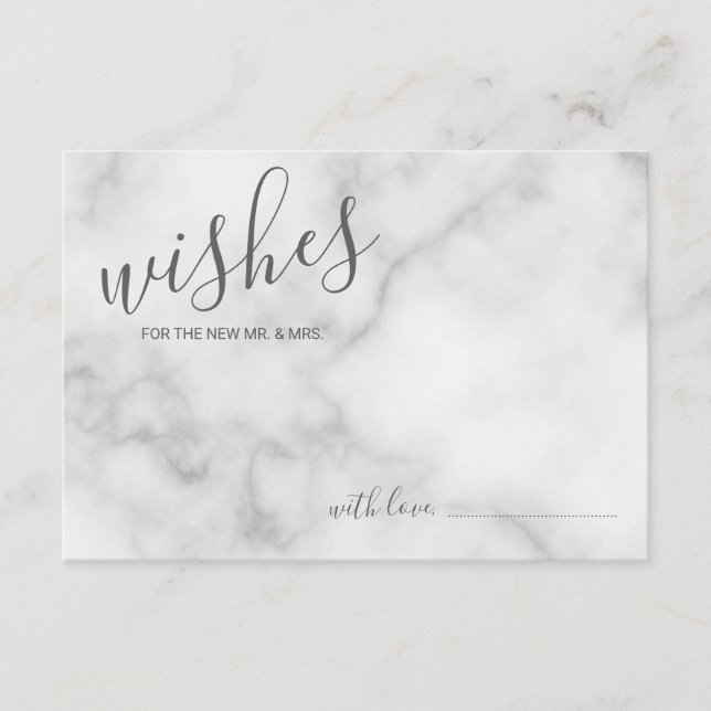 Classy Marble Wedding Advice and Wishes Card (Front)