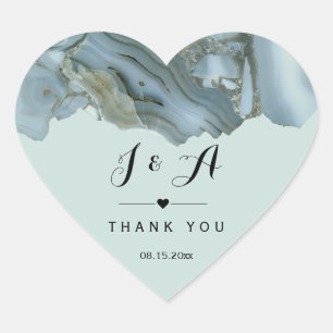 Classy Marble Wedding Thank You Heart Sticker