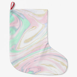 Classy marbleised abstract design large christmas stocking