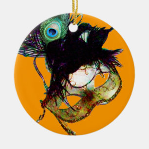 CLASSY MARDI GRAS MASQUERADE PARTY CERAMIC TREE DECORATION