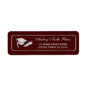 Classy Maroon and Silver Graduate Address Labels