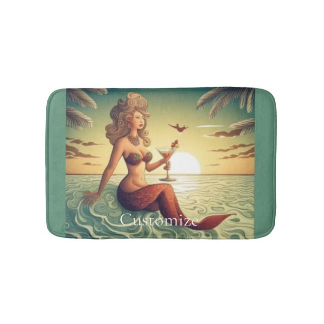 Classy Martini Mermaid Thunder_Cove  Bath Mat (Front)