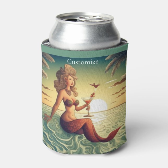 Classy Martini Mermaid Thunder_Cove  Can Cooler (Can Front)