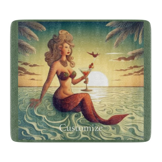 Classy Martini Mermaid Thunder_Cove  Cutting Board (Front)