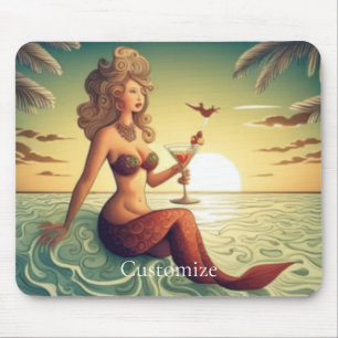 Classy Martini Mermaid Thunder_Cove Mouse Pad