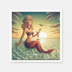 Classy Martini Mermaid Thunder_Cove Napkin