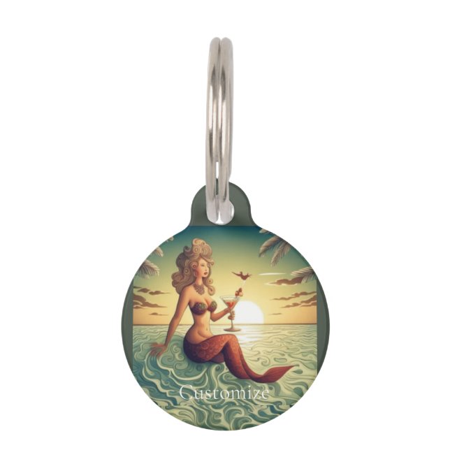 Classy Martini Mermaid Thunder_Cove  Pet Tag (Front)