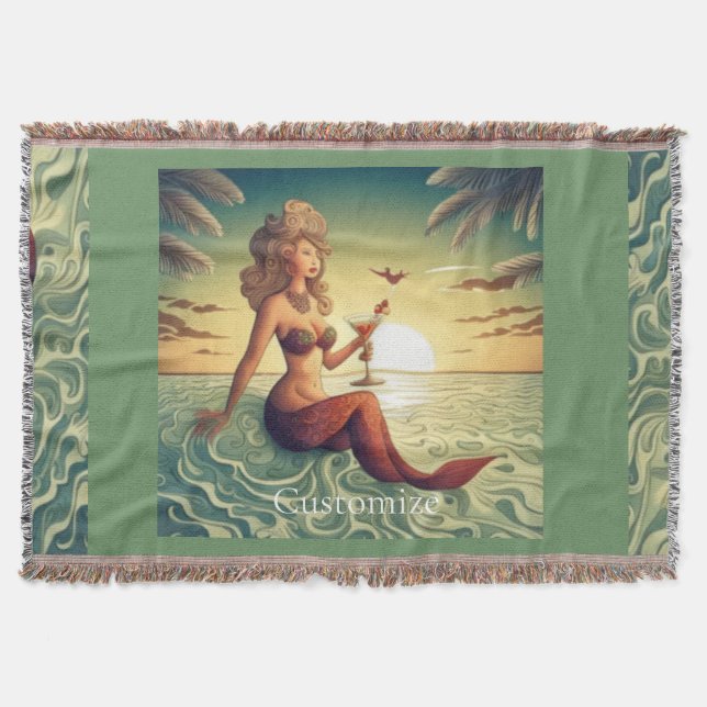 Classy Martini Mermaid Thunder_Cove  Throw Blanket (Front)