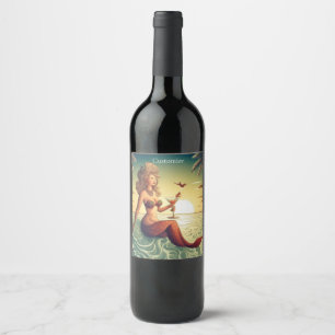 Classy Martini Mermaid Thunder_Cove Wine Label