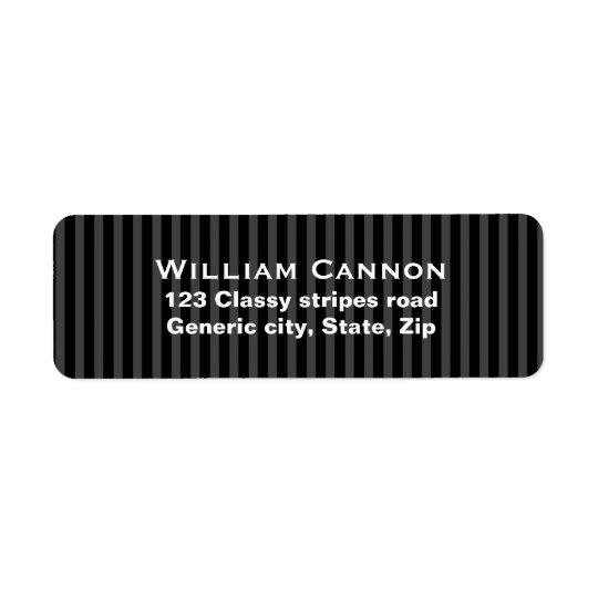 Classy masculine black and grey stripes custom return address label