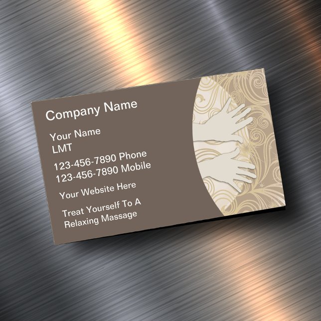 Classy Massage Hands Modern Magnetic Business Card (Massage business card magnet)