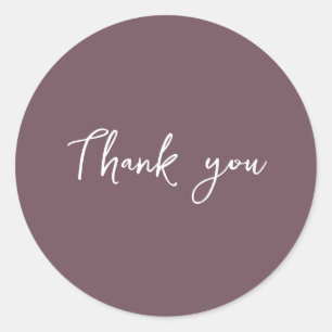 Classy Mauve Thank You Packaging Gift Business Classic Round Sticker