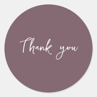 Classy Mauve Thank You Packaging Gift Business Classic Round Sticker