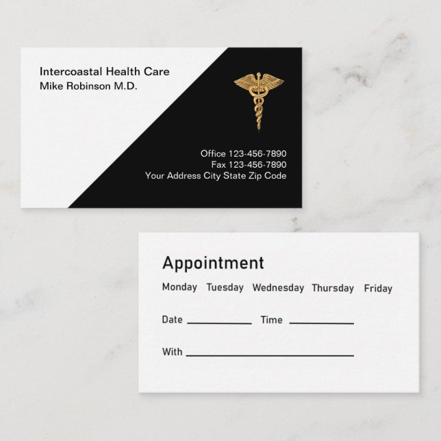 Classy Medical Appointment Business Cards Design (Front/Back)