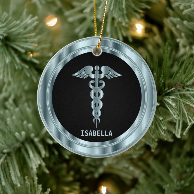 Classy Medical 👨‍⚕️ - Black and Blue Ceramic Ornament (Tree)