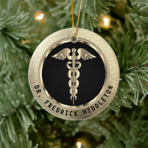 Classy Medical 👨‍⚕️ - Black and Gold  Ceramic Ornament