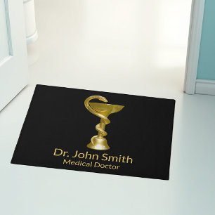 Classy Medical Bowl Hygieia Snake Gold Caduceus Doormat