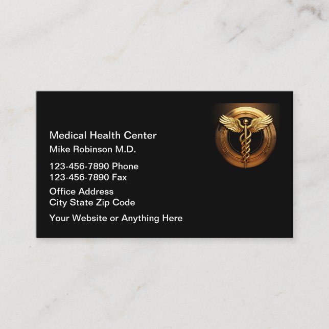 Classy Medical Centre Doctor Office Business Cards (Front)