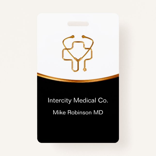 Classy Medical Doctor Office Staff ID Badge (Front)