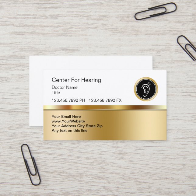 Classy Medical Hearing Centre Business Card (Front/Back In Situ)
